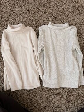 Carter's Girls' Ribbed Mock Neck Tops — Cream/white & Light Gray